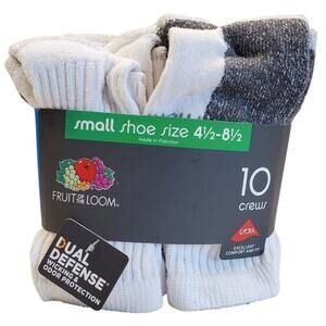 Boys Athletic Socks Fruit of the Loom Socks Crew Socks Moisture Wicking Socks